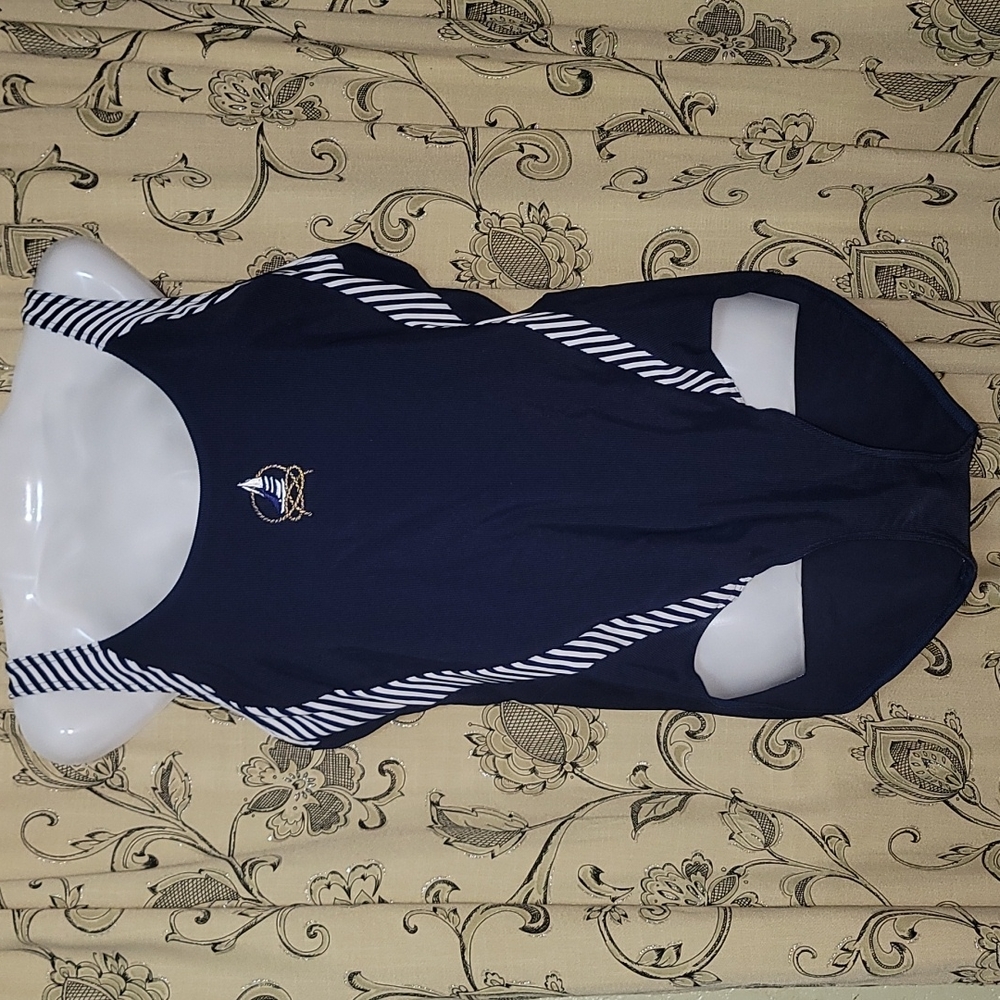 Size 16 Nautical One piece swimsuit Maillot Baltex 90s Vintage